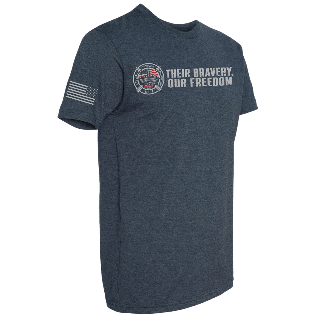 9/11 25th Anniversary Memorial Shirt sleeve detail — American flag on the left sleeve